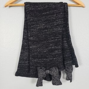 PORTOLANO Wool Fur Blend Bow Detail Scarf